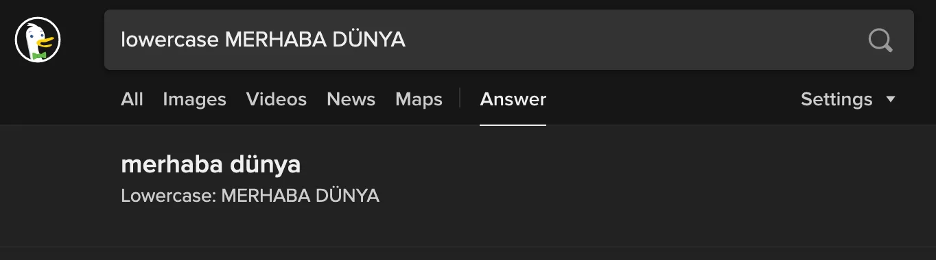 lowercase DuckDuckGo
