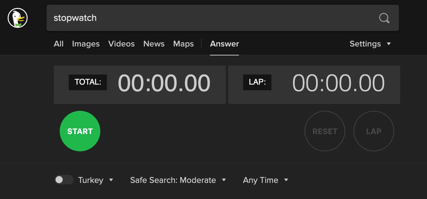 StopWatch DuckDuckGo