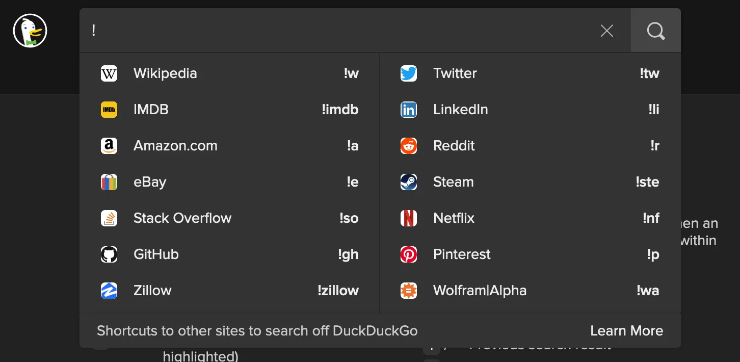 Bang! DuckDuckGo