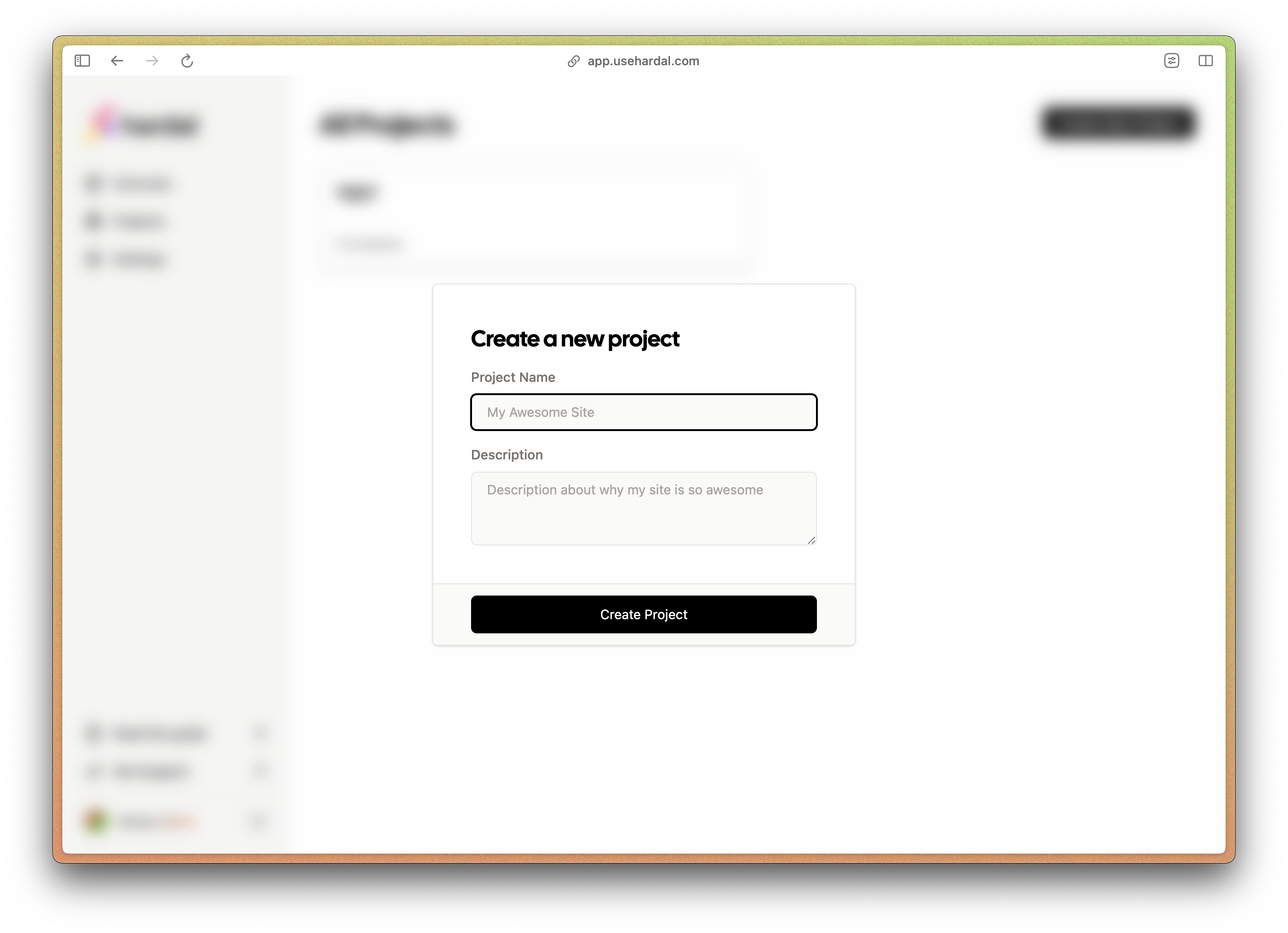 Create your project with Hardal
