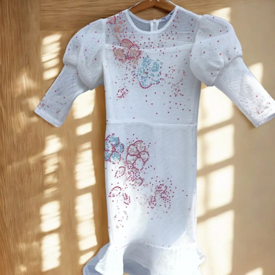 White Crystal-embellished midi dress