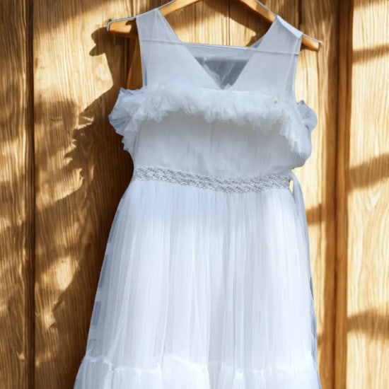 Embellished white tulle girl's dress