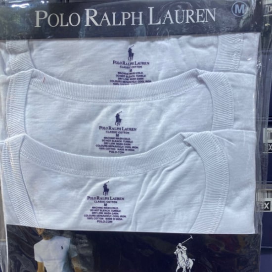 Plain white Polo Ralph Lauren Quality 3 in 1 Men's Round Neck Vest
