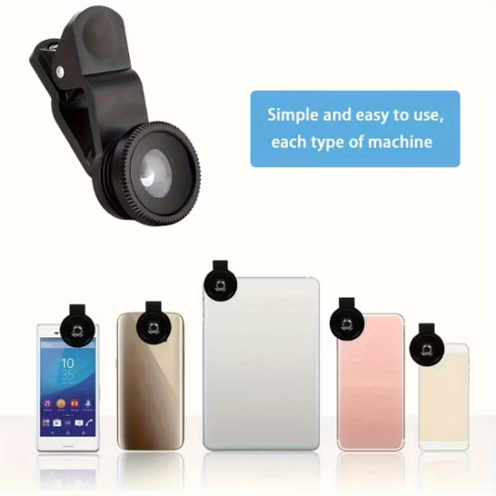 Fisheye wide-angle mini camera lens compatible with iPhone and Xiaomi Redmi