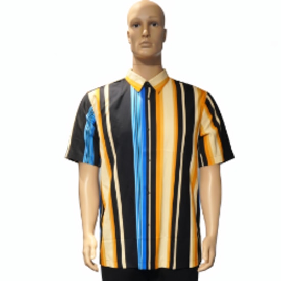 Vertical Stripe Shirt (Black, Blue & Orange)