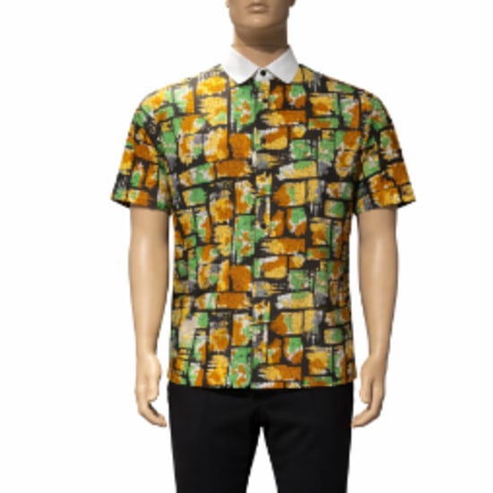 Multicolor Abstract Shirt with White Collar