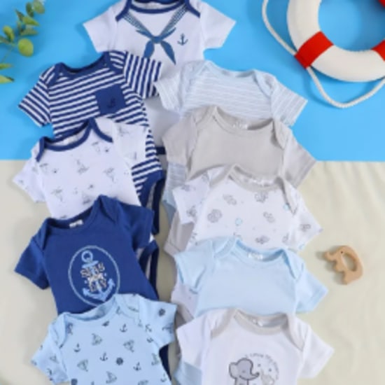 10pcs Set, Spring Summer Autumn Latest Style Bodysuit Outdoor Casual Clothing Romper Unisex Cute Short Sleeve Gift Pack Affordable for Up to 12 Months, Perfect for Outdoor