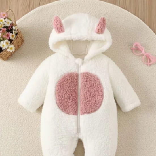 Essential for Babies in Autumn And Winter]Heart-Shaped Plush Jumpsuit, Thickened Baby Bodysuit, Warm Crawling Outfit, Cute Onesie