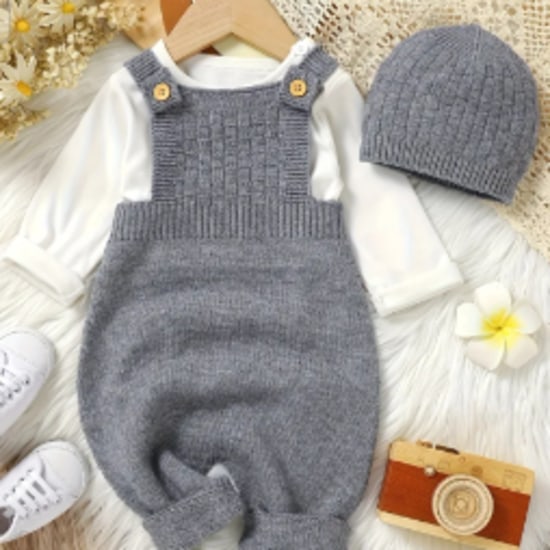 A Solid Color Sleeveless Knitted Dress for Infants, Including a Baby Romper And a Hat Set (White Inner Layer Not Included), for Outdoor