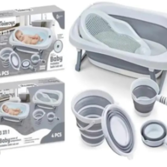 Youngsters's Folding Bath Tub + Shower Stand + Water Bucket + Spoon Set - Youngsters's Bathing Mat Youngsters Bath Breathable Lying Support Youngsters's Bath Basin Foldable Youngsters Sitting and Lying Youngsters Home