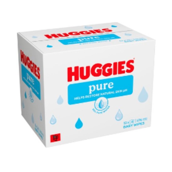 Huggies Pure 0% Plastic Baby Wipes 12x48 576 Wipes