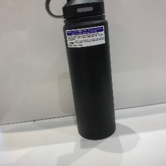 Solid color stainless bottle with handle with straw lid ( black)