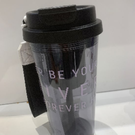 Solid color series dual drink strap plastic bottle (black)