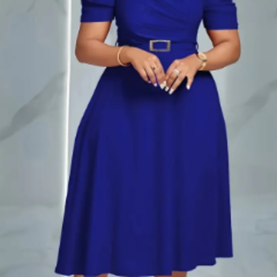 Elegant V-neck Midi Dress For Ladies
