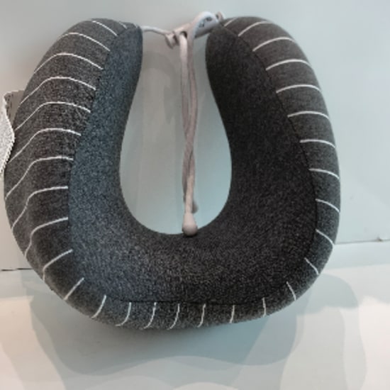 Striped neck pillow (dark gray)