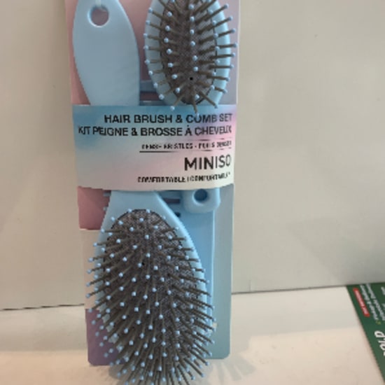 Classic comfortable series cushion massager hair brush & comb set (baby blue)