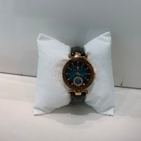 Black leather female wristwatch