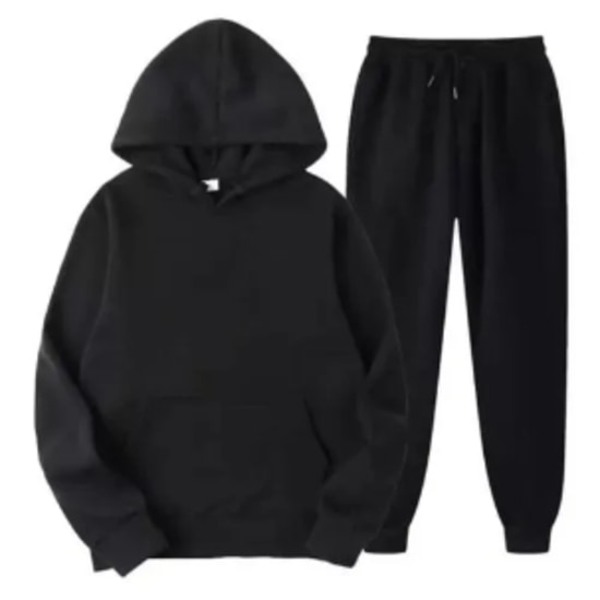 Set Of Hoodie & Joggers (Up & Down)- Black
