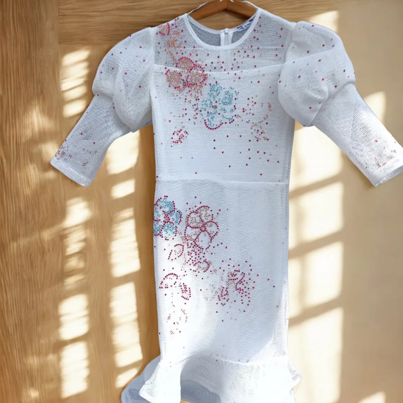 White Crystal-embellished midi dress