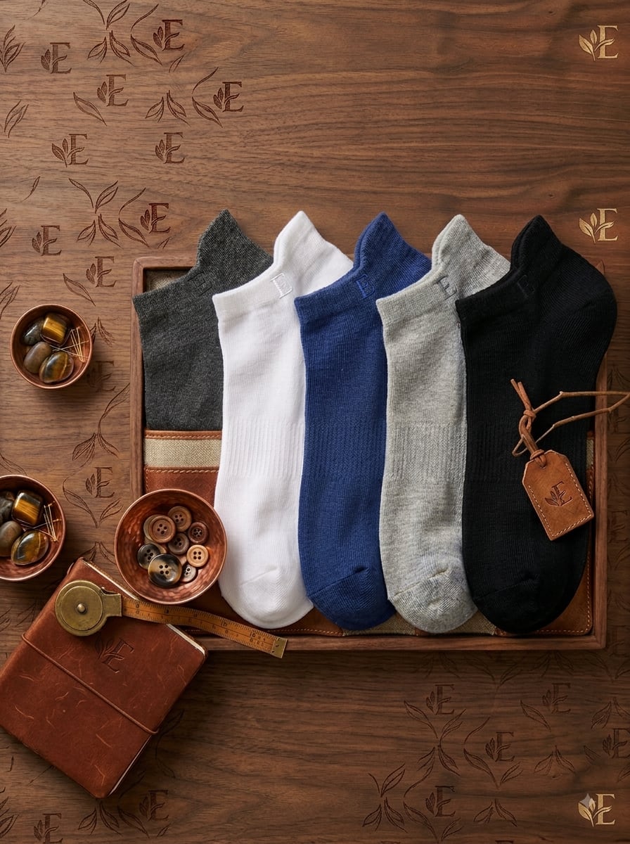 ETERIAN Men's Ankle Length Cotton Loafer Socks