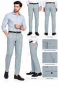 Eterian Premium Sky Blue Straight-Fit Formal Trousers