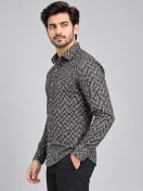 Eterian Premium Geometric Print Shirt – Charcoal Black