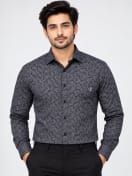 ETERIAN Premium Charcoal Grey Print Formal Shirt