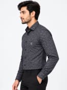 ETERIAN Premium Charcoal Grey Print Formal Shirt