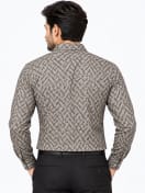 ETERIAN Premium Abstract Geometric Taupe Grey Print Shirt