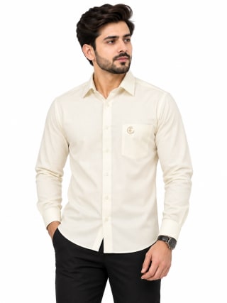 ETERIAN Ivory Cream Premium Formal Shirt