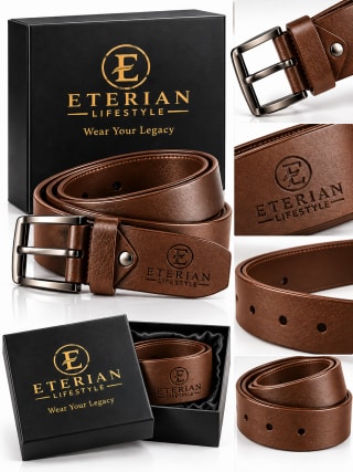 ETERIAN Premium Brown Leather-Finish Belt
