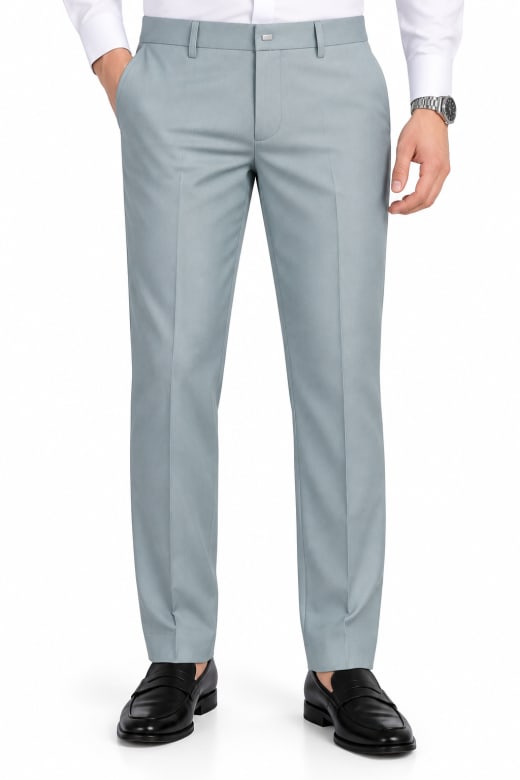 Eterian Premium Sky Blue Straight-Fit Formal Trousers