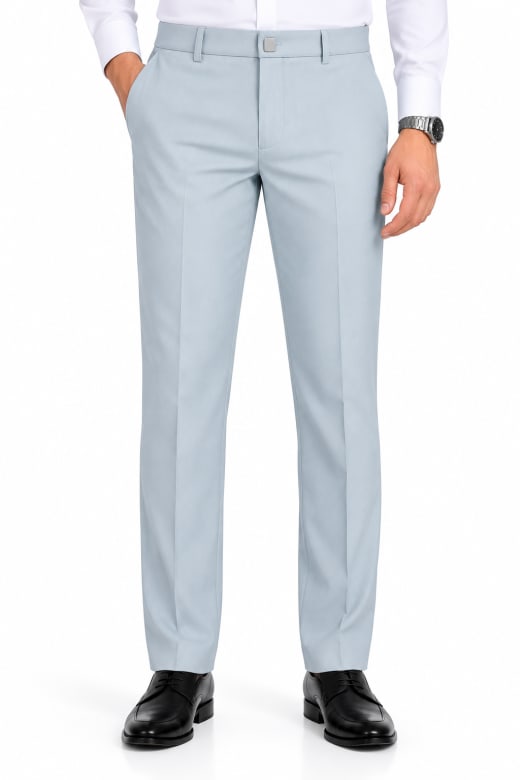 Eterian Premium Ice Blue Straight-Fit Formal Trousers