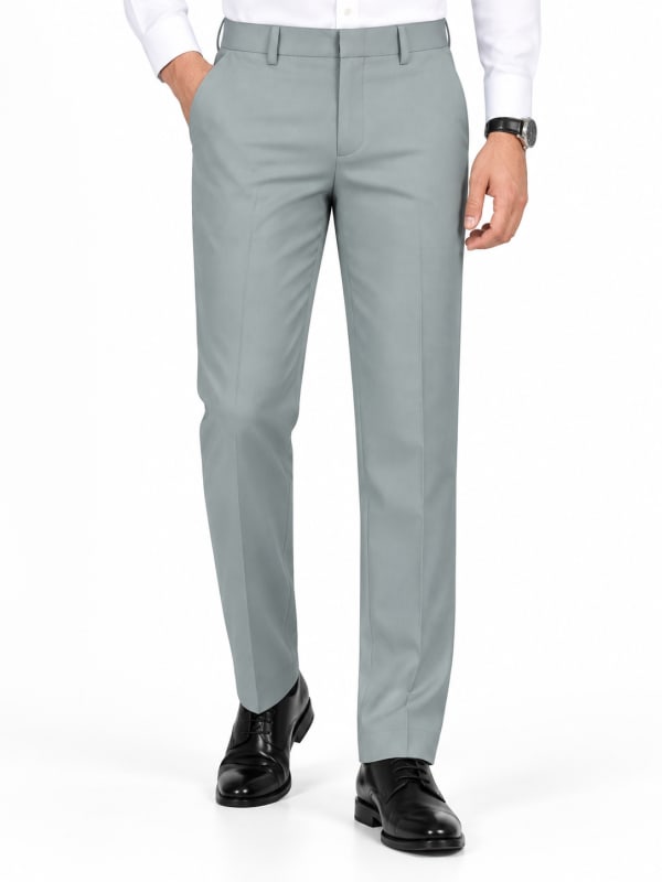 ETERIAN Premium Straight Fit Formal Trousers – Light Grey