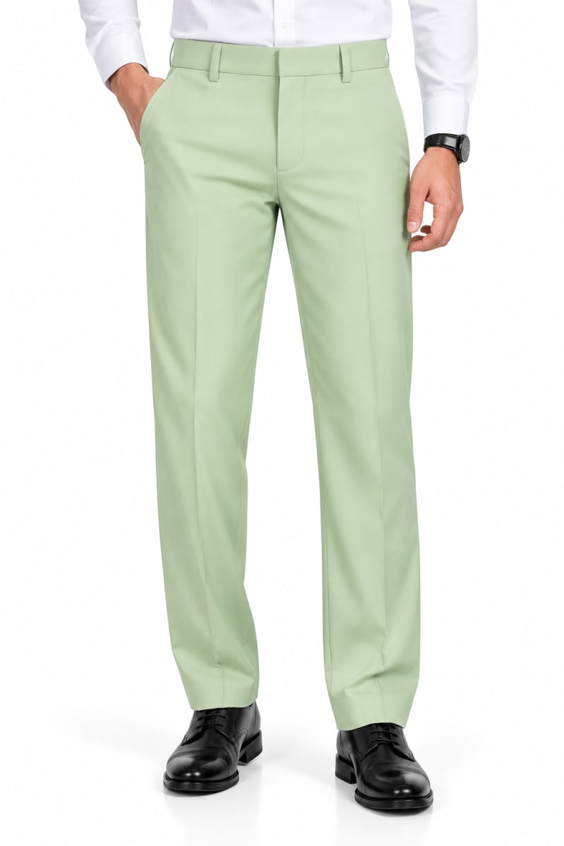 ETERIAN Premium Straight Fit Formal Trousers – Soft Mint Green