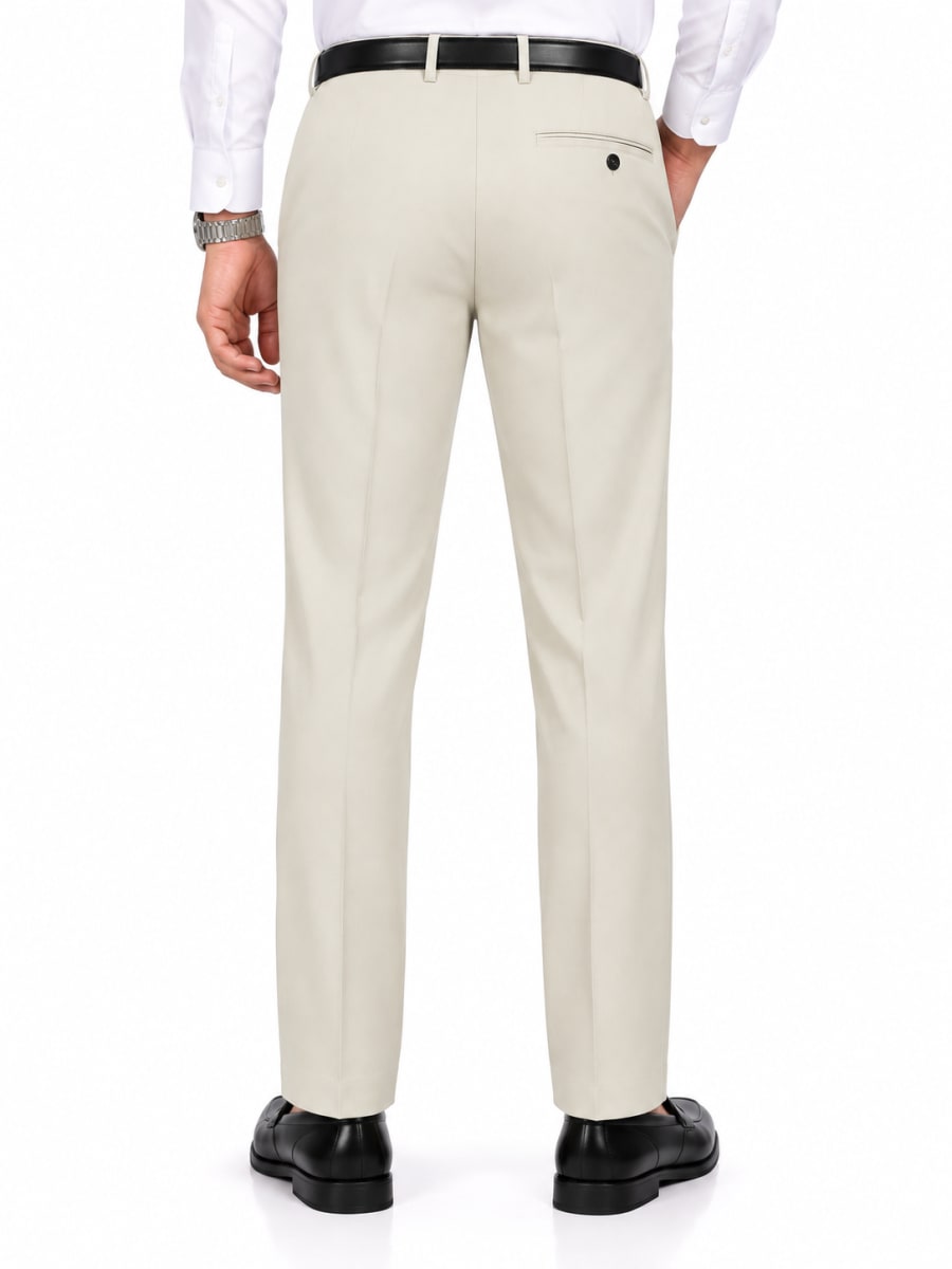 Eterian Lifestyle Premium Straight Fit Formal Trousers – Cream