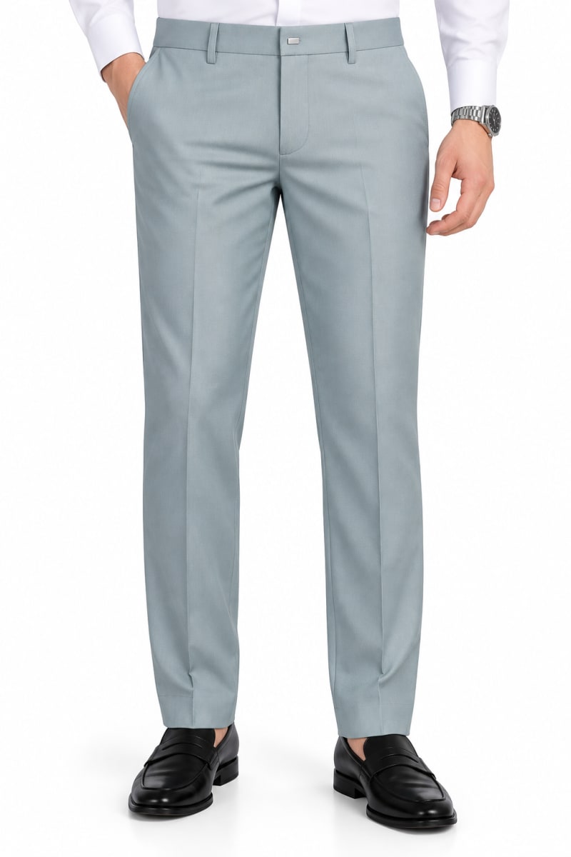 Eterian Premium Sky Blue Straight-Fit Formal Trousers