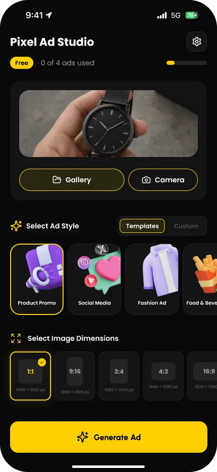 PixelAd App Screenshot