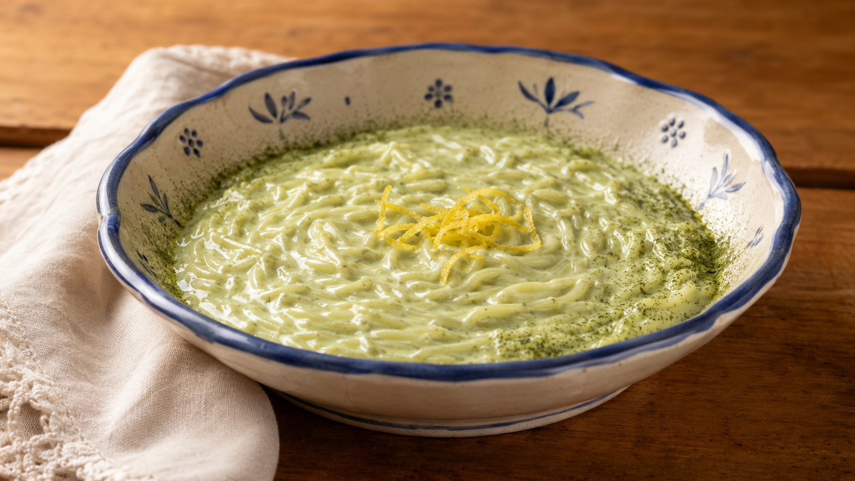 Aletria Verde Cremosa — receita do Chef Luisfrancisco
