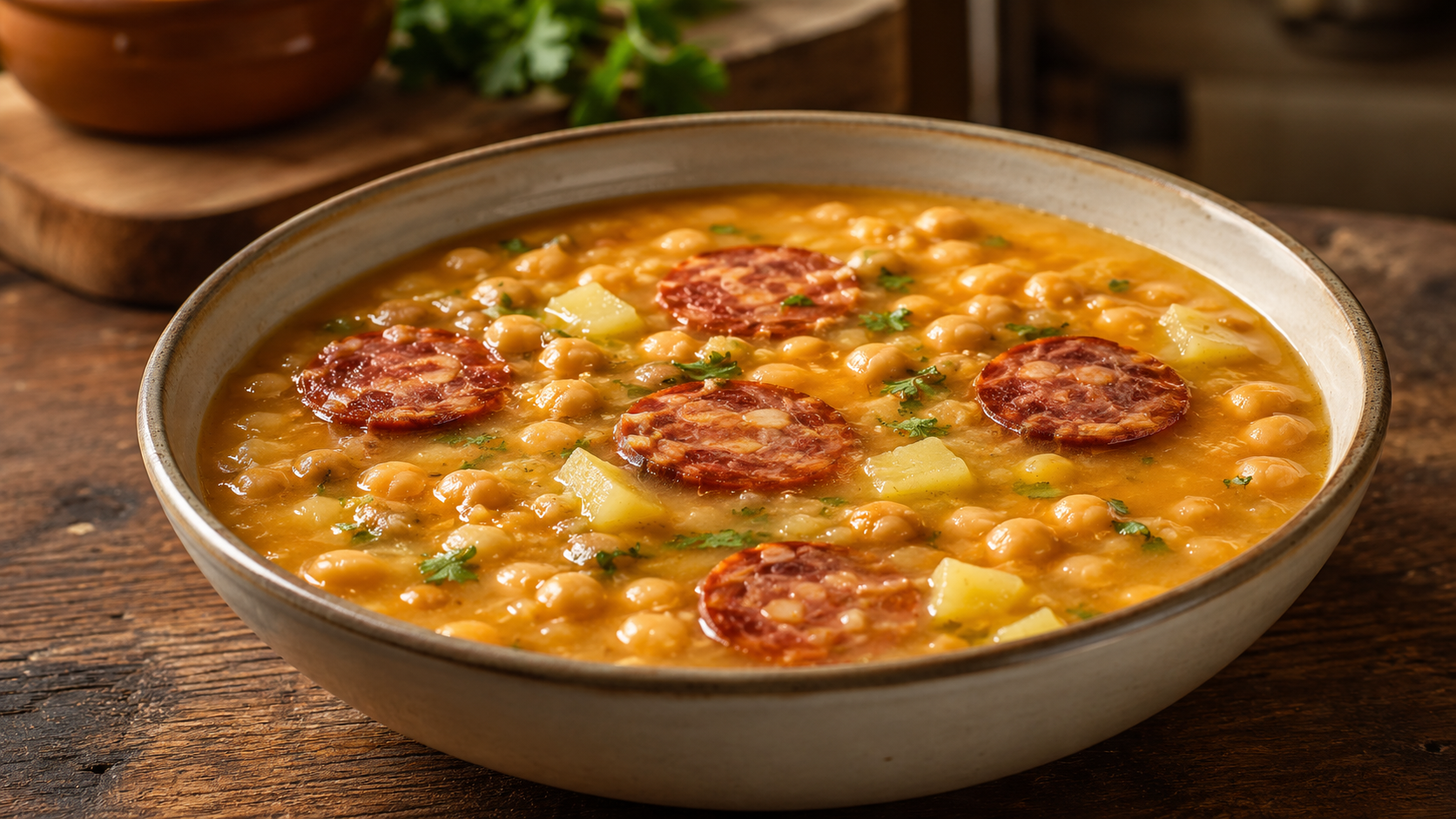 Sopa de Grão com Chouriço — receita do Chef Luisfrancisco