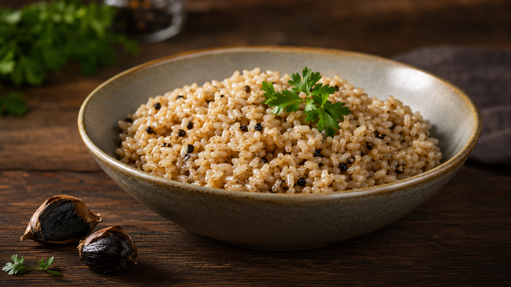 Arroz de Alho Negro — receita do Chef Luisfrancisco