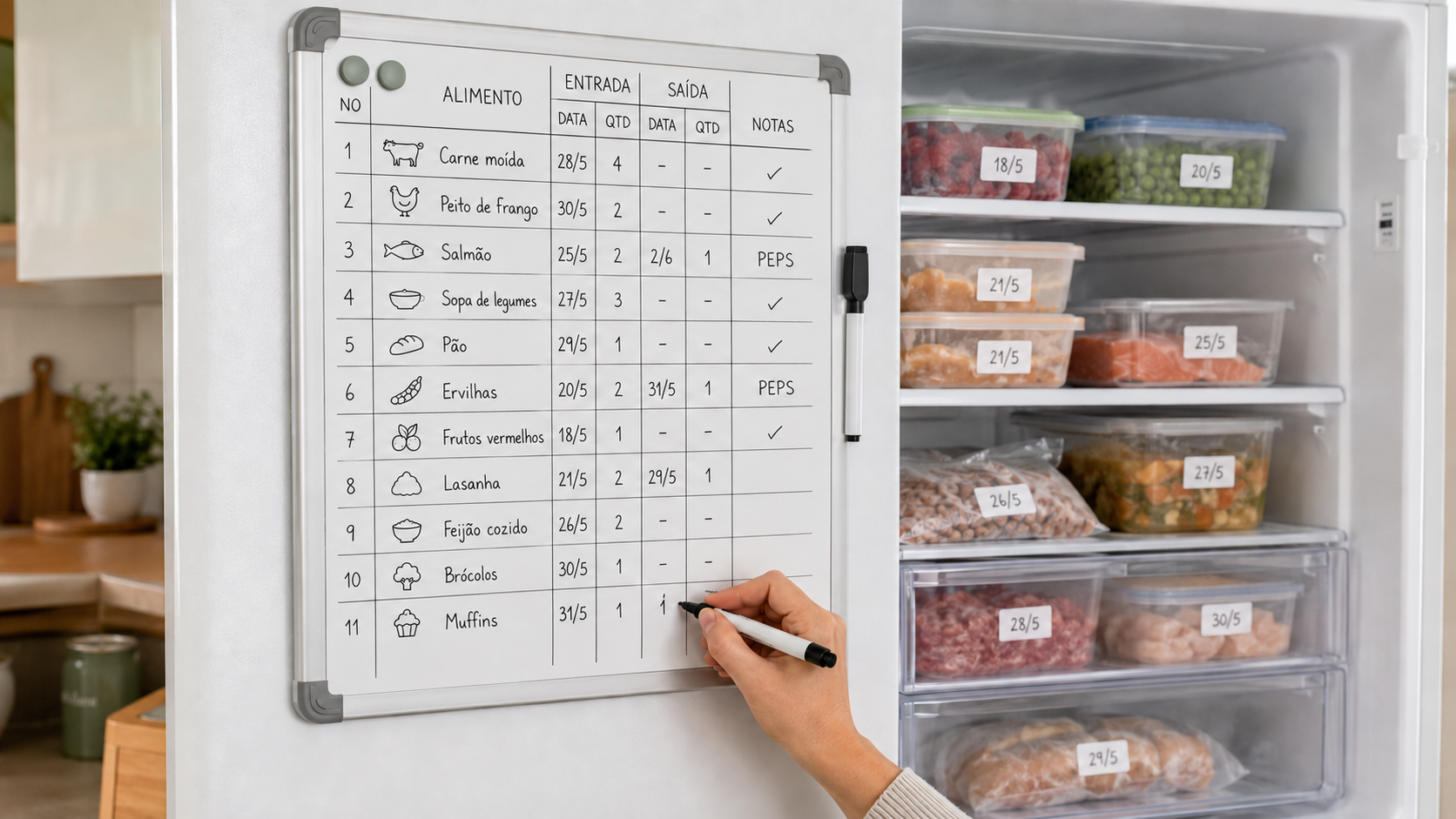 Quadro de controlo do congelador — dica de cozinha do Chef Luisfrancisco