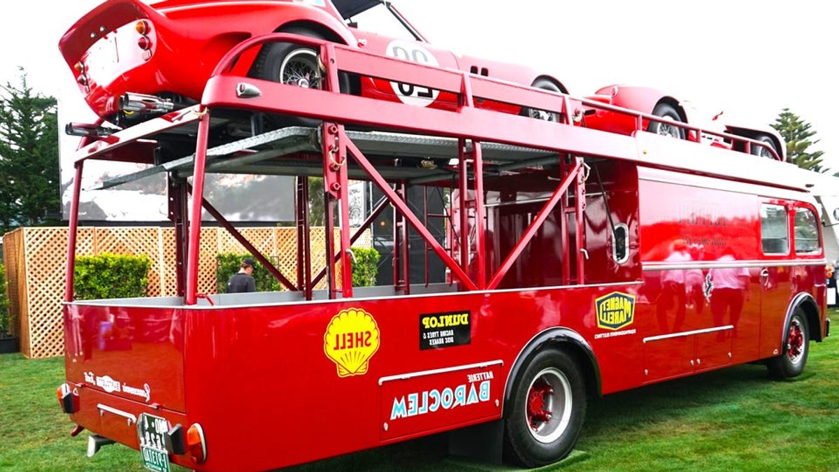 Ferrari’s Fiat hauler steals Pebble Beach show - ferrari transporter