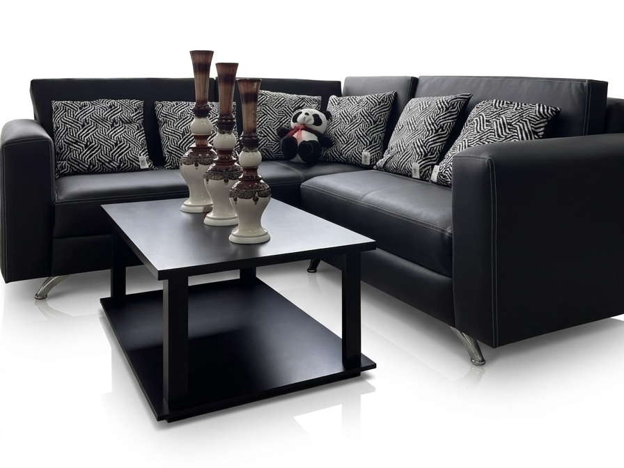 JUEGO DE SALA PARIS CUERINA NEGRO 8SPR0C5