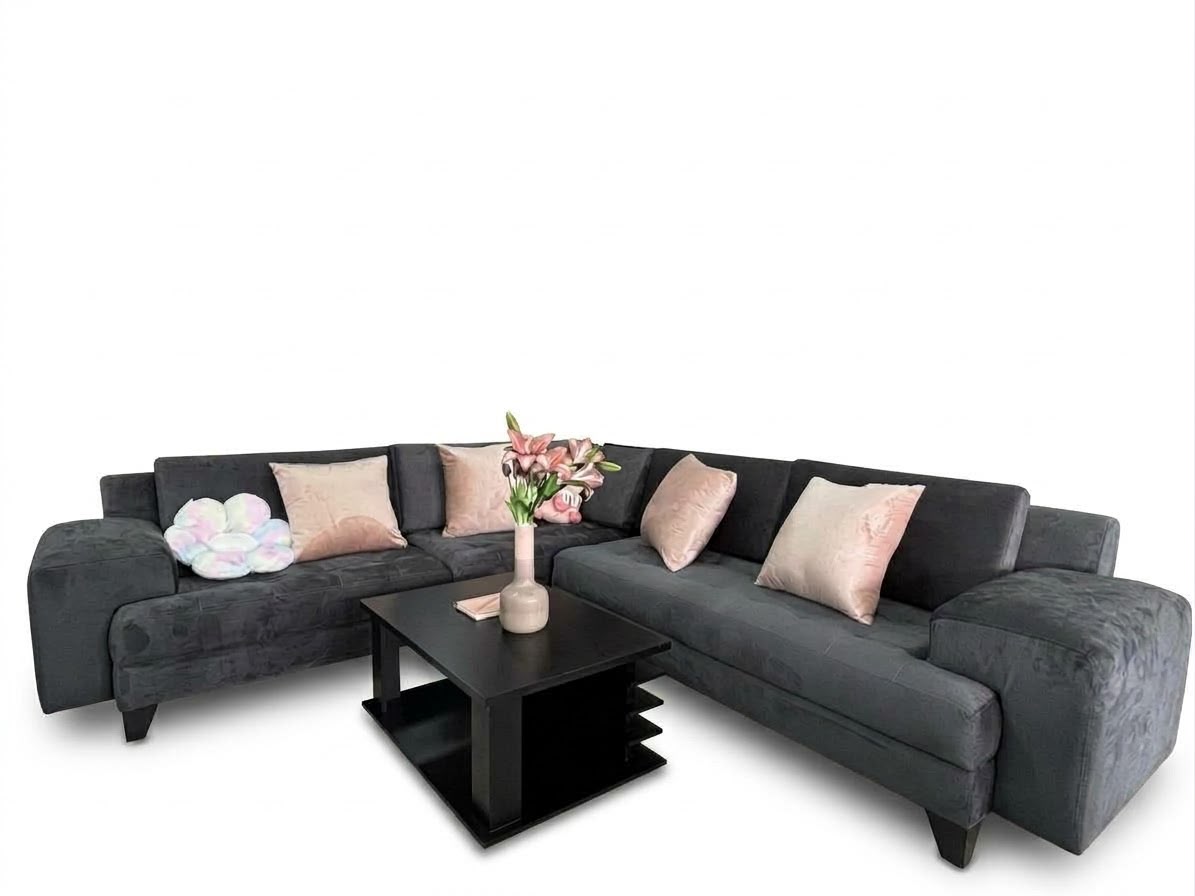 JUEGO DE SALA CLAVEDAD GRIS RAYAS 8CLSR11