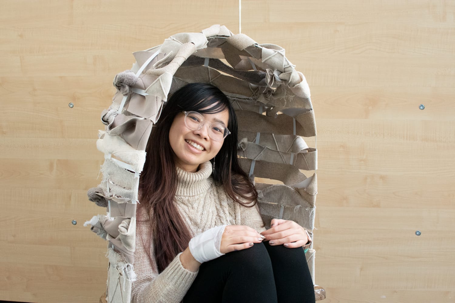 the designer sitting in her pangolin chair (a previous project)