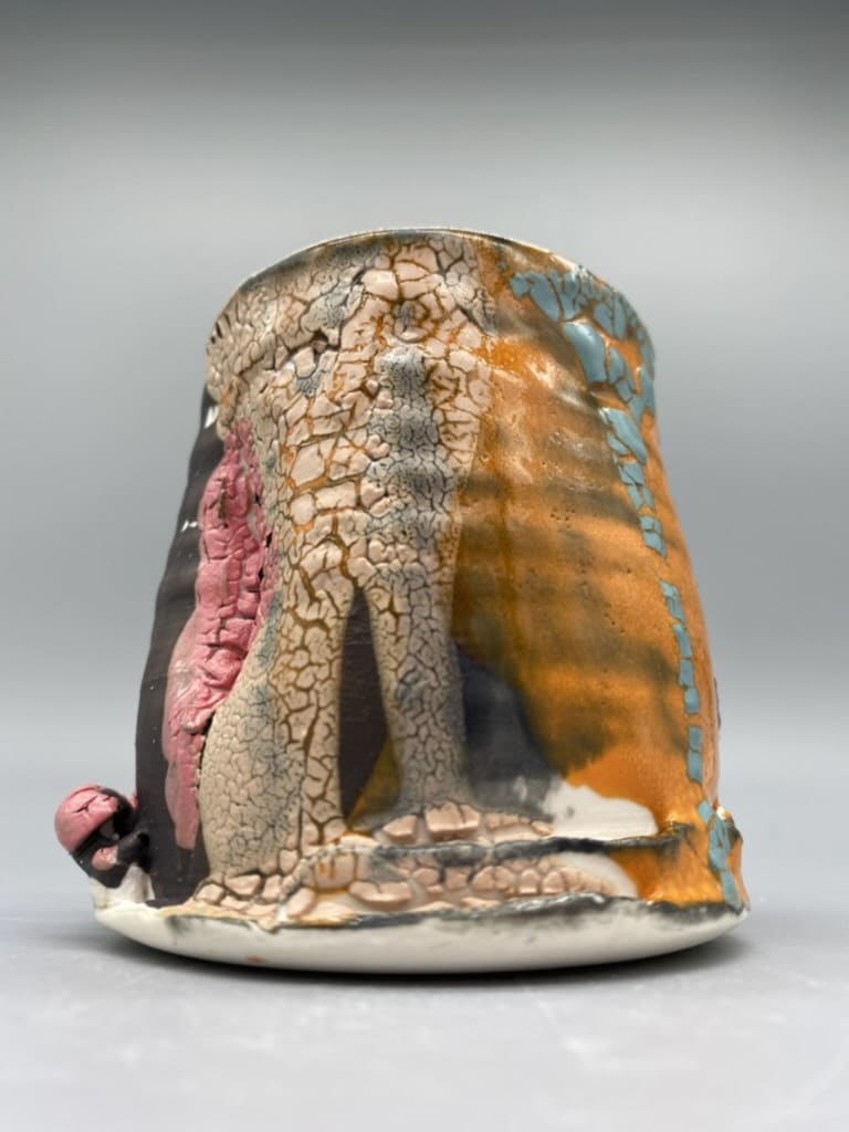 vessel with a crawl glaze