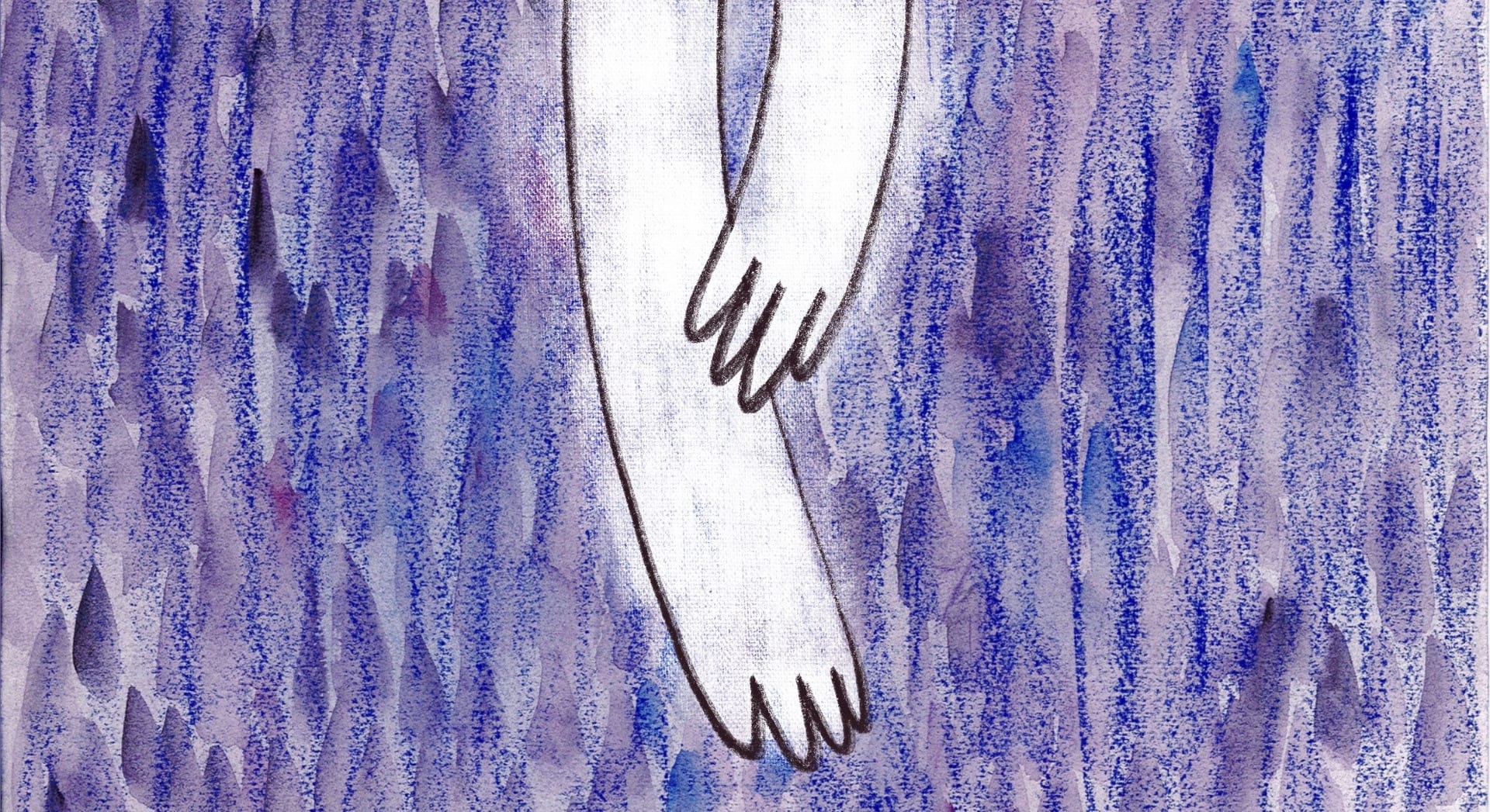 Purple background and crossed hands