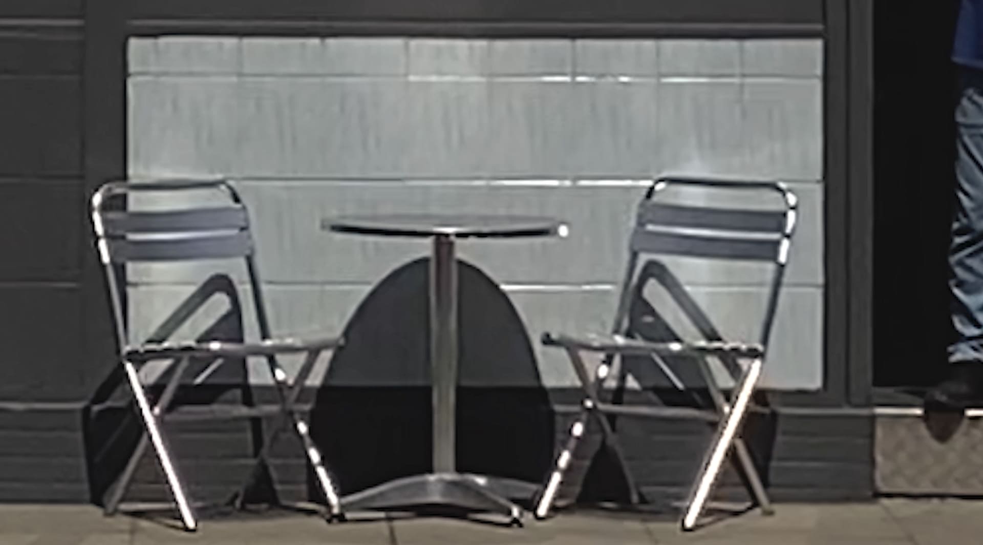 silver table with 2 chairs