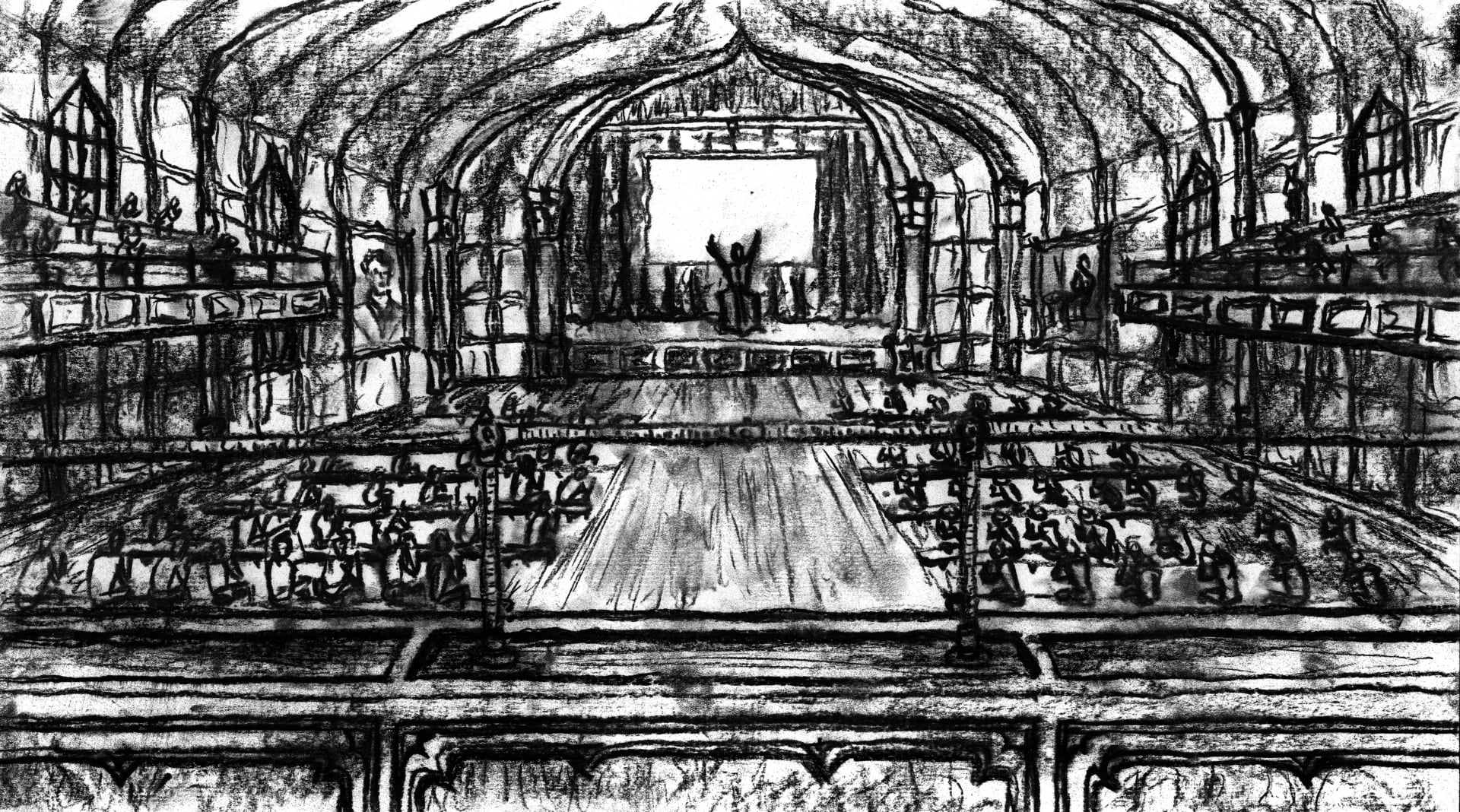 Drawing of HBS' Main Hall